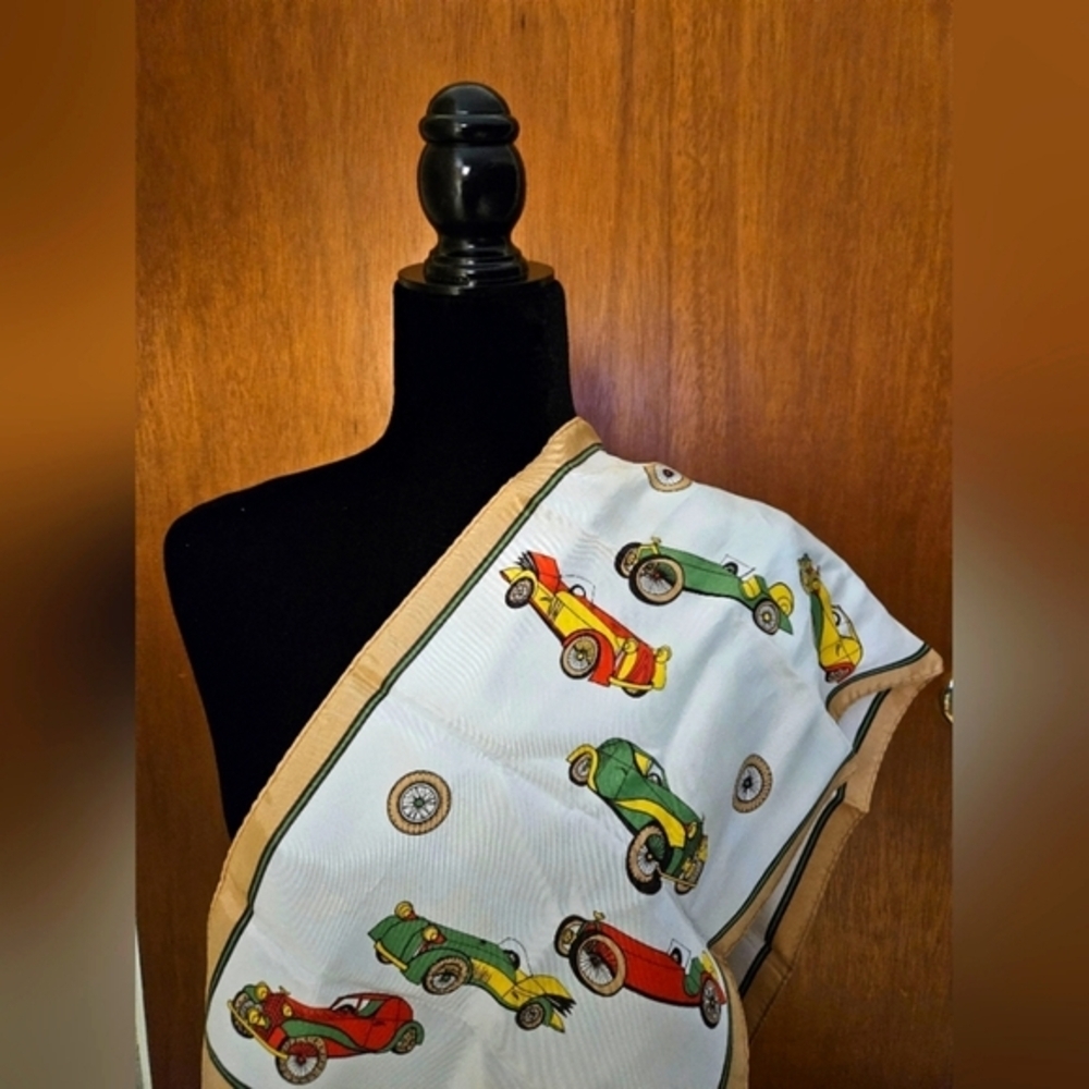 Vintage 1950's Automobile Oblong Scarf / bandana Made In Japan